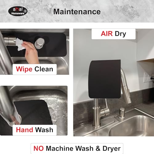Customizable Faucet Mat Kitchen: AHA HOMEWARE Diatomite Rubber Kitchen Sink Splash Guard, Absorbent, Cuttable 2-PACK (Black, 29") - color: Black, size: 29" x 29"
