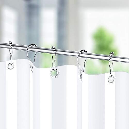 Titanker Shower Curtain Hooks Rings, Rust-Resistant Metal Shower Curtain Hooks for Bathroom Shower Rods Shower Hooks Shower Rings for Curtain - Set of 12, Chrome - color: Chrome