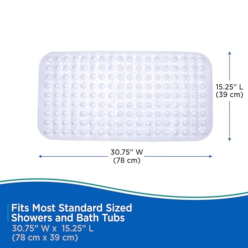 Kenney KN61292 Vinyl Bubble Bath Mat, Shower Mat, Tub Mat with Suction Cups and Drain Holes for Use Inside the Bathroom Shower, 30.75" L x 15.25" W, Clear - color: Clear, size: 30.8" x 15.3" (Rectangular)