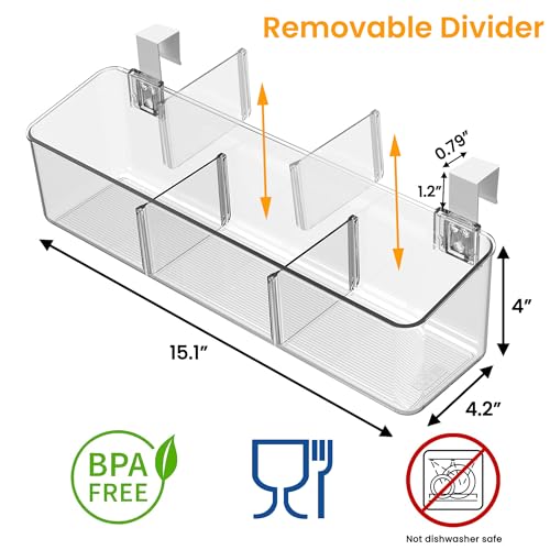 2 Pack Plastic Over Cabinet Door Organizer with Removable Hooks, Clear Hanging Baskets for Organizing Over the Cabinet Organizer Holder for Kitchen, Bathroom-Hang Outside or Inside Door-XL - style: XL