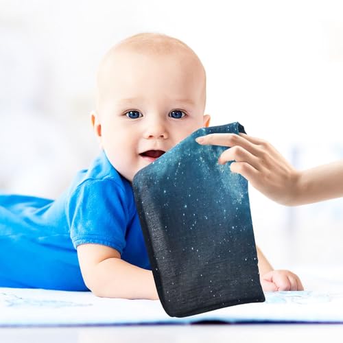 YETTASBIN Galaxy Muslin Baby Hand Washcloths, Soft Cotton Bath Face Towel, 4 Layers Extra Absorbent Feeding Burp Cloth for Newborn Infant, 3 Pack - size: 12 Inch x 3 Pack