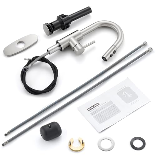 Brushed Nickel Bathroom Faucet with Pull Down Sprayer, 2 Flow Mode | Modern Stainless Steel Bathroom Sink Faucet with Pop-up Drain and Hoses, RV & Outdoor Basins, for 1 or 3 Hole - color: Brushed Nickel