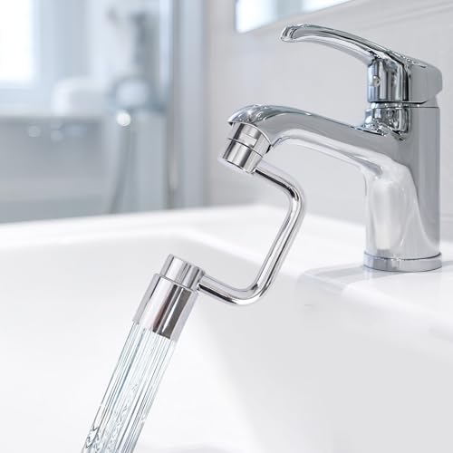 U Shaped Faucet Extender, Zinc Alloy 1080° Rotatable Faucet Aerator Extension Swivel Rotating Spray Attachment Fit for 55/64in/22mm and 15/16in/24mm Threads Kitchen Bathroom Sink
