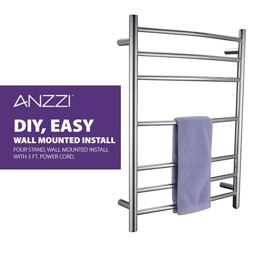 ANZZI Gown 7 Bar Wall Mounted Towel Warmer in Polished Chrome | Energy | Premium Sustainable Material Stylishly Crafted From Rhino, Finish Allows For Easy Cleaning, Built To Last - color: Polished Chrome