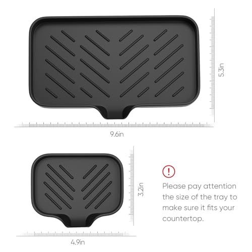 Kitchen Sink Tray,3 Pcs Silicone Sponge Holder for Kitchen Sink Organizer, Kitchen Soap Tray Self Draining Soap Dish for Bathroom - color: Black-3 Pcs