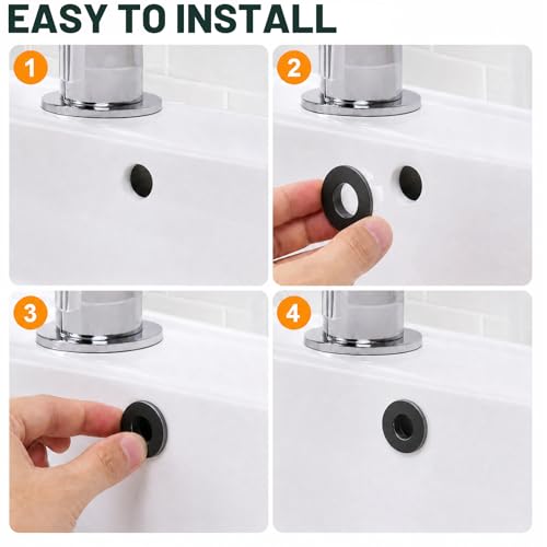Sink Overflow Ring, Matte Black | Bathroom Kitchen Sink Basin Trim Overflow Cover Hole Brass Insert Round Cap - color: Matte Black