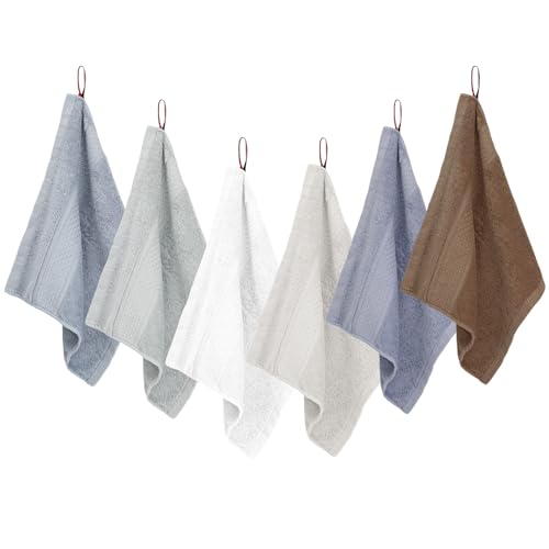 PHOGARY 100% Cotton Wash Cloth, 6 Pack Face Cloths Highly Absorbent Bath Washcloths Soft Makeup Remover Face Towels Cleansing Wash Cloths for Showering, Bathroom, Gym, and Kitchen, 6 Colors, 13"x13" - color: Multicoloured B