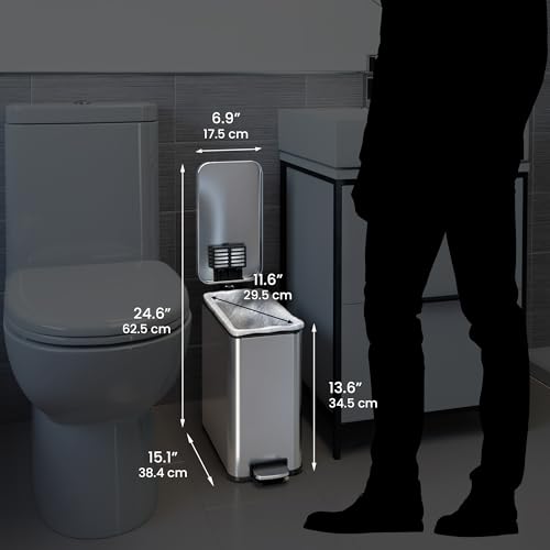 iTouchless 3 Gal Nursery Waste Bin | Step Pedal Diaper Trash Can | Silver | Foot-Operated Lid Opens Instantly | Whisper-Quiet AirNova Damper | Removable Liner Bucket | Neutral Finish Suits Any Color - color: Matte Silver