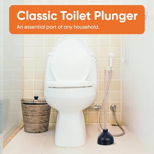 Superio Heavy Duty Plunger with 21 Inch Wooden Handle, Black Rubber - Classic Toilet Plunger, Heavy Duty, Double Thrust Force Cup, Rubber Toilet Plunger, Black Plunger - size: 1 Pack