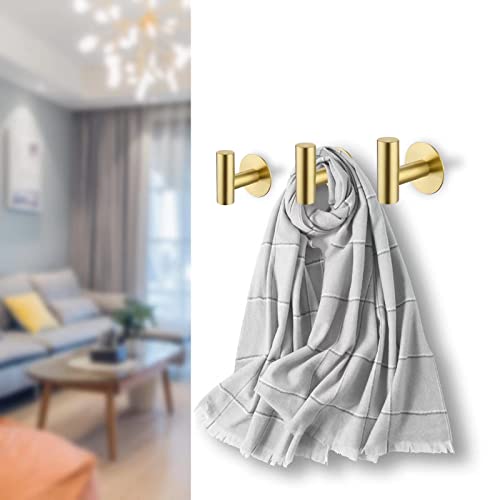 Bntuk Adhesive Towel Hooks, Heavy Duty Wall Hooks Stainless Steel Waterproof Shower Towel Hooks - 4 Pack, Gold - color: Gold, size: 4 Pack