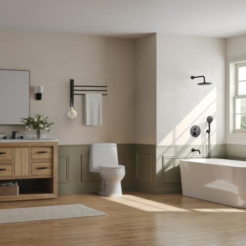 Swivel Towel Rack, Matte Black, 12.5 in, 3-Arm Towel Bar | 304 Stainless Steel, Space Saving, Wall Mounted, With Hook - color: Matte Black