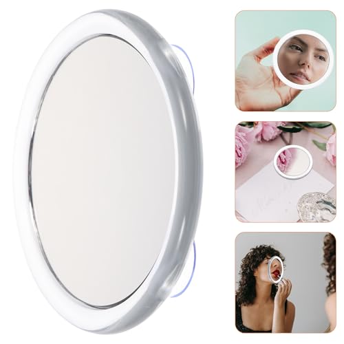 YARNOW 20x Magnifying Mirror with Suction Cup for Bathroom Use Plastic and Glass Makeup Mirror with Magnifying Design and White Frame for Skincare and Travel