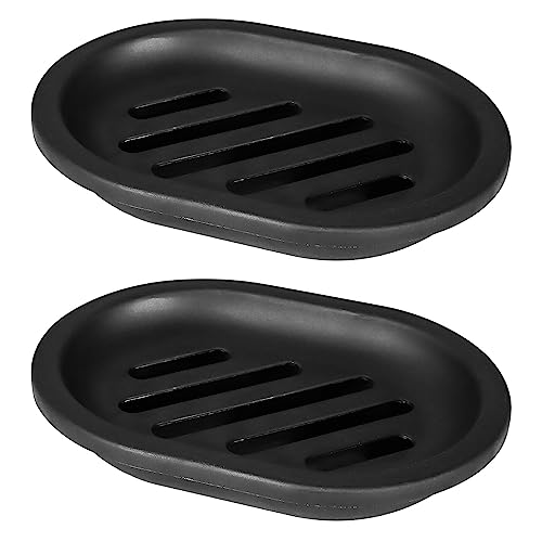 Topsky Soap Dish for Shower, 4pcs Dishes with Drip Tray, Bar Holder with Drain for Kitchen Sink, Keeps Soap Dry, Black - color: Black 4pcs