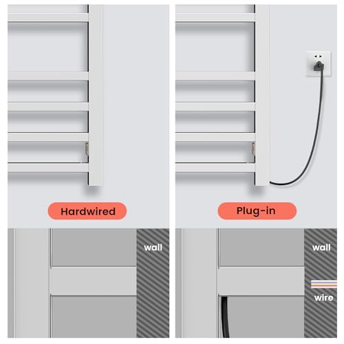 Towel Warmer,304 Stainless Steel Compact Towel Warmer Rack for Bathroom -10 Bars Wall Mounted Towel Heater with Intelligent Touch Screen Timer, Hard Wired/Plug-in, (Compact Design)