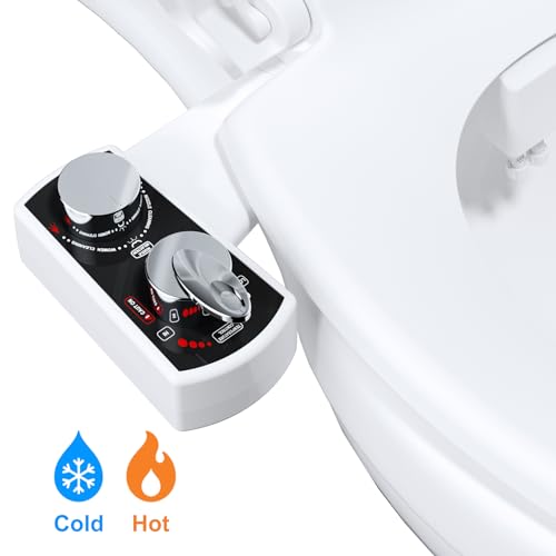 Hibbent Bidet Attachment for Toilet, Hot and Cold Water Spray Non-Electric Dual Nozzle for Frontal & Rear Wash, Adjustable Water Pressure Control, Self Cleaning Water Sprayer, Black/Chrome - color: Black