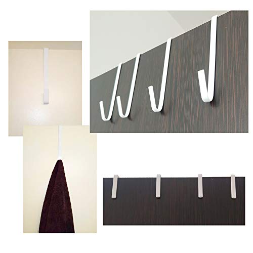 OJYUDD 12 Pack White Smart Over The Door Hook,2 Side Metal Z Hooks,S Hooks for Hanging Coats,Bags,Towels for Bathroom,Kitchen,Office