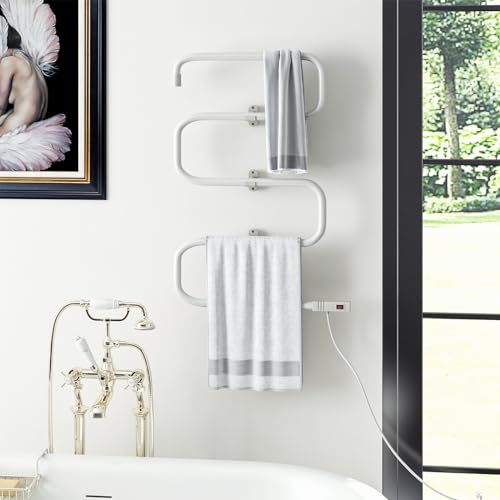 ARLIME Towel Warmer and Drying Rack, Electric Heated Washcloth Warmer, Wall Mount & Free Standing Towel Heater for Bathroom, 100W