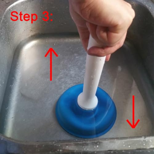 NewFerU Drain Plunger, Small 4-Inch Sink Clog Remover, Mini Hand Unclogger | Rubber Cup Plumber Helper, Force Tiny Compact Tool with 9 inch Short Handle for Kitchen Bathroom, Toilet, Shower, Bath Tub - color: Blue