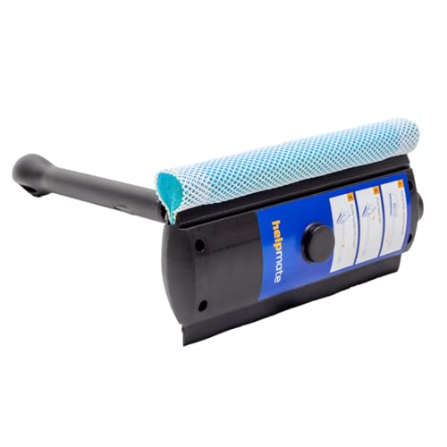 8 inch Squeegee with 15 inch Extension Handle - Folding Compact Glass Cleaner for Windows Windshields Mirrors HM9038
