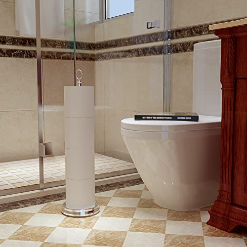 ROLABAM Toilet Paper Holder Stand with Reserve Function, Free Standing Toilet Paper Holder for Bathroom, Space Toilet 4 Rolls Toilet Paper Storage 22.5" Height (2 Pack, Chrome) - color: Poilshed Chrome-2pcs