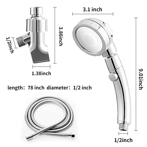Marbrasse High Pressure Shower Head with Hose and Holder, 3-Settings Handheld Showerhead with Push Switch and Button to Control Water Flow for Saving Water,Removable Camper Shower Head - color: Shower Head with Hose and Holder