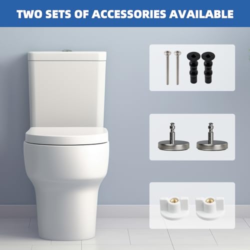 Universal Elongated Toilet Seat Softclose Cover, One-Click to Quick Release | Compatible with TOTO/Gerber/Kohler Oval Toilet Seats, 2-Pack Toilet Bolts and Nuts, Non-Slip Toilet Bumpers, White - style: One-click Universal Elongated Fit