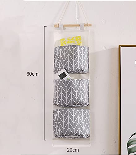 Over The Door Closet Organizer, 2 Packs Waterproof Wall Hanging Storage Bags with 3 Pockets for Kitchen Bedroom Bathroom (Grey)