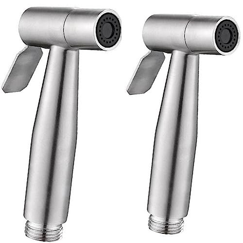 2 Pieces Bidet Toilet Sprayer Head Stainless Steel Handheld Sprayer for Cloth Diaper, Bathroom, Kitchen and Toilet Cleaning