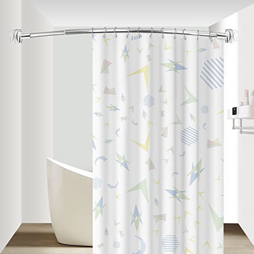 TOPROD Curved Shower Curtain Rod 48-72 Inches Adjustable Round Shower Rods | Chrome,Rounded Bowed,Stainless Steel,More Shower Space,Need to Drill,for Bathroom, Bathtub - color: Polished Chrome