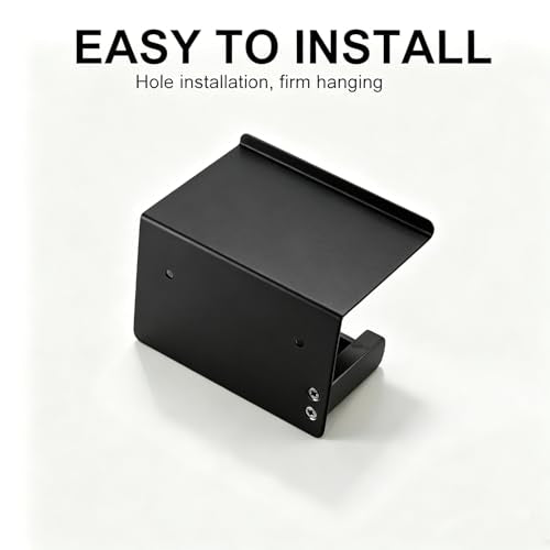 Matte Black Toilet Paper Holder Wall Mount, NEWRAIN Rustproof Toilet Tissue Holder with Phone Shelf, Stainless Steel Adhesive Toilet Roll Holder for Bathroom, Washroom, Kitchen, RV - color: Matte Black, style: Single