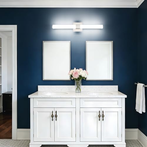 32 Inch Brushed Nickel Modern Vanity Light Bar: IP44 Waterproof Bathroom Light Fixtures Over Mirror 6000K Daylight 22W - color: Upgraded - Brushed Nickel - Not Dimmable, size: 32 inch