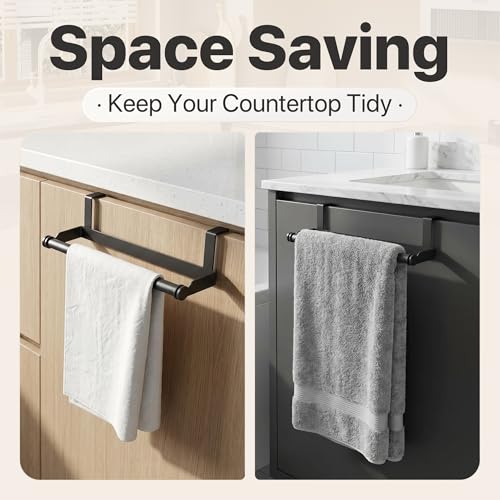 Over The Door Towel Rack No Drill, 12x4.3x3.5 Inch Carbon Steel Hanging Towel Holder for Kitchen Cabinet, Space Saving Towel Bar, 2 Pack - color: Gunmetal Gray