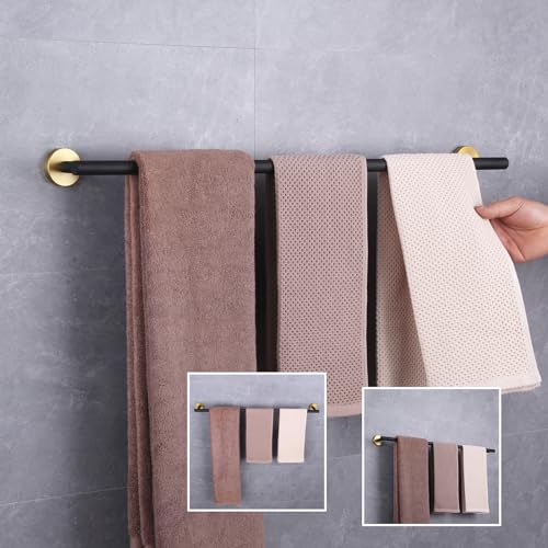 GERZWY Black & Gold Towel Bar, 30 Inch Stainless Steel Bathroom Wall Mounted Towel Rail, Hand Towel Holder AG1101C75-BD - color: Black & Gold, size: 30 Inch (Pack of 1)