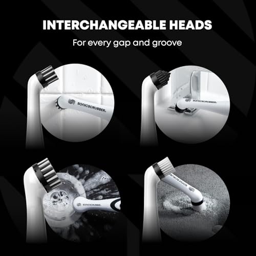 SonicScrubber Household Cleaning Brush Power Scrubber - Electric Spin Scrubber Brush for Home, Kitchen & Bathroom - Grout Cleaner & Removes Mould (Washing-Up System Spin Brush)