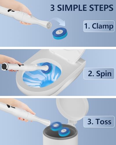 Leebein Electric Toilet Brush and Holder Set, Electric Toilet Bowl Scrubber Kit with 8 Replaceable Brush Heads, Disposable Toilet Brush with 6 Wand Cleaner Refills, 2 Pcs Crevice Cleaning Brush - color: White2