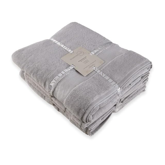 Maisonette Elegance 100% Organic Cotton Turkish Bathroom Towels Set, Ideal Quick Dry Luxury Washcloths, Hand & Large Luxury Bath Towels for Shower (6 Pack), Pewter - color: Pewter, style: Bath Towel Set - 6 Piece