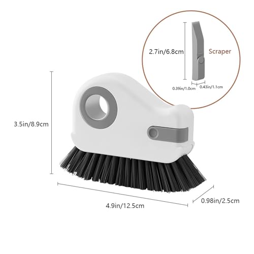 Groove Cleaning Brush 2 in 1 Grout Cleaner Tool Grip Brush Hard Bristle Crevice Cleaning Brush for Sliding Door Track, Window Sill, Window Seal - color: White