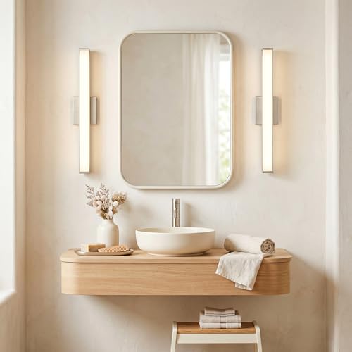 URSOLA 24" Modern LED Bathroom Light Fixtures, Chrome 3CCT Dimmable Bathroom Vanity Light Over Mirror, Bathroom Vanity Bath Bar Lights with Double Layer Acrylic Shade - color: Chrome, size: 24inch
