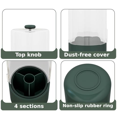 YOOLENS Toothbrush Holder with Cover 360 Rotating 4 Compartments Bathroom Toothpaste Electric Toothbrush Organizer, Dark Green - color: Dark Green