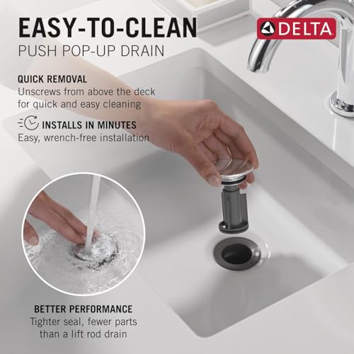 Delta Nicoli Centerset Chrome Bathroom Faucet, 4 Inch 3 Hole Bathroom Sink Faucet for Vanity, Push-Pop Drain Assembly, Chrome 25849LF - color: Chrome