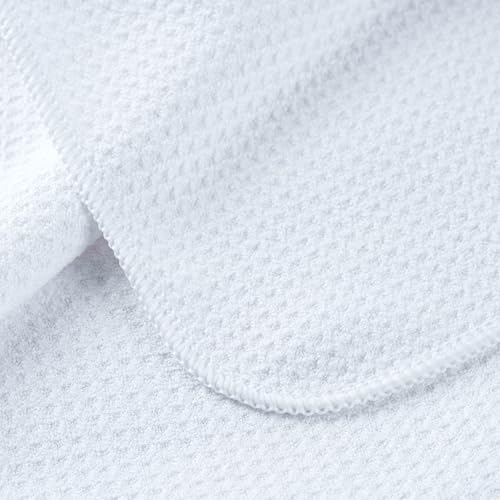 POLYTE 340 GSM Microfiber Waffle Kitchen Dish Tea Towel, 16x28 in, 12 Pack | Lint Free, Quick Dry - color: White, size: 16x28 in