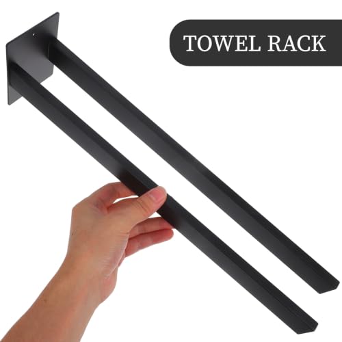 ibasenice Double Rod Wall Mounted Towel Rack Black Stainless Steel Hand Towel Stand with Dual Rod Design for Bathroom and Kitchen, Sleek Modern Elegance with Included Tools and Instructions