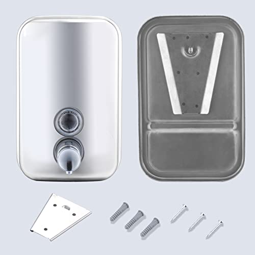 Commercial Soap Dispenser Wall Mount Stainless Steel, 17 fl.oz. | 500ml Manual Liquid Pump Rust-Proof Leak Free for Bathroom - size: 17 fl oz