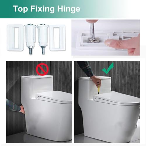 Quick Release Rectangular Soft Close Toilet Seat with Easy Cleaning, Top Fixing & Adjustable Hinges, White Plastic Cover, 03b - size: 06b