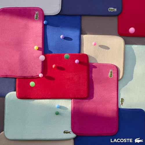 Lacoste Memory Foam Bath Rug – Ultra Soft Fleece Bathroom Mat with Embroidered Crocodile Logo, Super Absorbent, Non-Slip Backing, Machine Washable, Plush & Stylish 19"x30" – Surf Blue