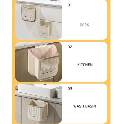 Foldable Wall Mounted Trash Bin Hanging Kitchen Bathroom Garbage Bin Space Saving Large Capacity Waste Can Modern