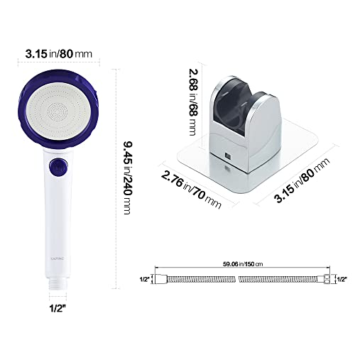 RV & Camper High Pressure Handheld Shower Head with Pause Button | 3 Spray Modes with ON/OFF Switch, Detachable Dog Shower Attachment, Pet Shower Wand with Bracket & Hose, White & Blue - color: White & Blue