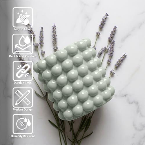 Better Trends 2-Piece Bathroom Accessory Set 400mL Refillable Soap Dispenser with Rustproof Pump 2-Slot Toothbrush for Vanity, Sink & Countertop Organization Dark Sage Nova Collection - color: Dark Sage