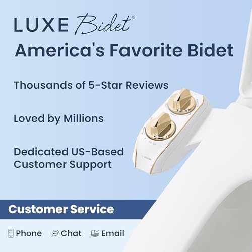 LUXE Bidet NEO 185 PLUS - Patented Bidet Attachment for Toilet, Gold | Non-Electric, Dual Nozzle, Slide-In Install, 360° Self-Clean, EZ-Lift to Clean, Feminine & Rear Wash - color: Gold
