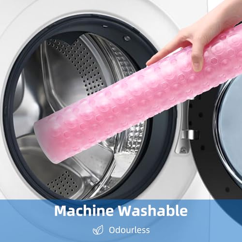 MOONFLY Shower and Bathtub Mat,40x16 Inches,Extra Long Non Slip Mats with Suction Cups and Drain Holes, Machine Washable and Anti Slip Bathmats, Bathroom Mats for Tub Nonslip (Clear Pink) - color: Clear Pink